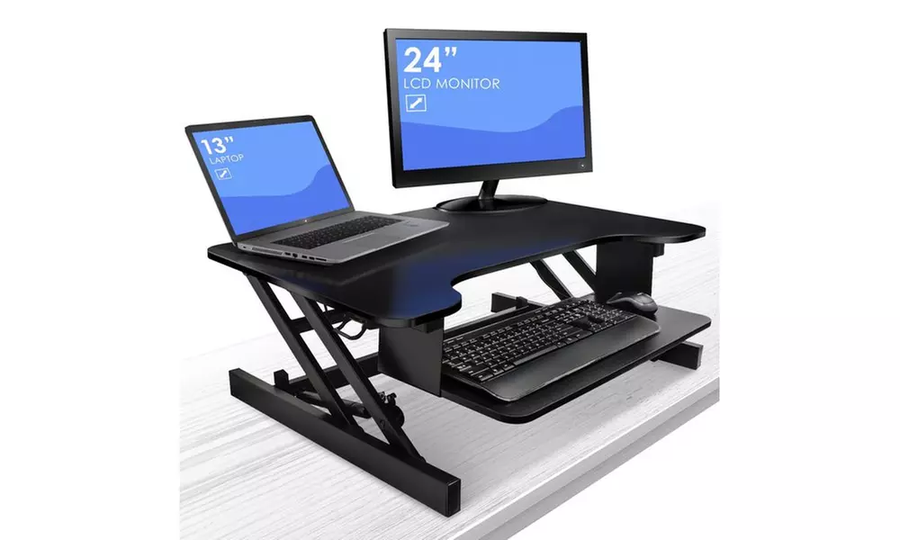 Sorbus Sit-To-Stand Monitor Riser Desk - Height Adjustable Standing Desk  - Second Medium