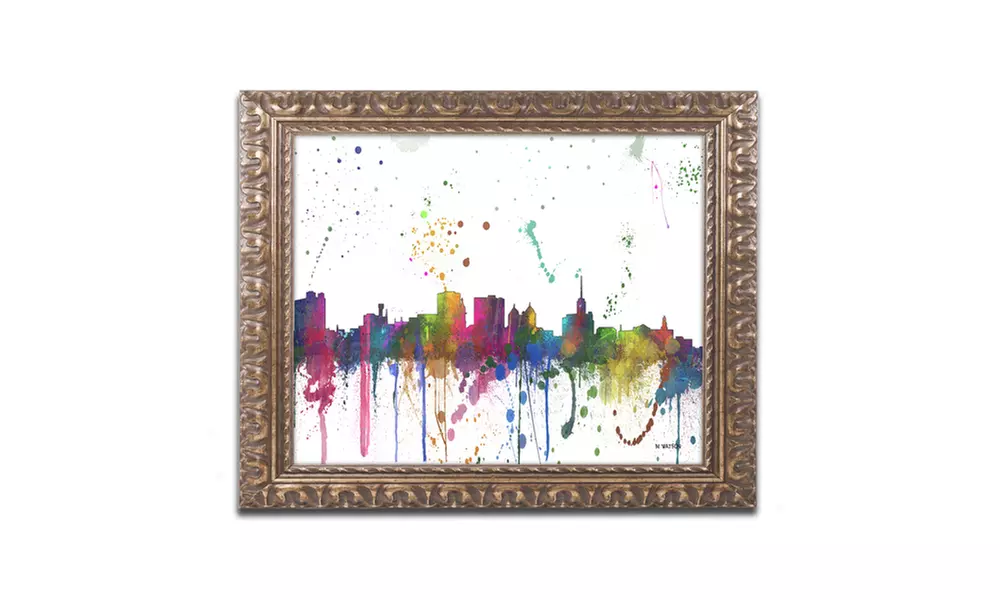 Marlene Watson 'Buffalo New York Skyline Mclr-1' Ornate Framed Art - Primary Image