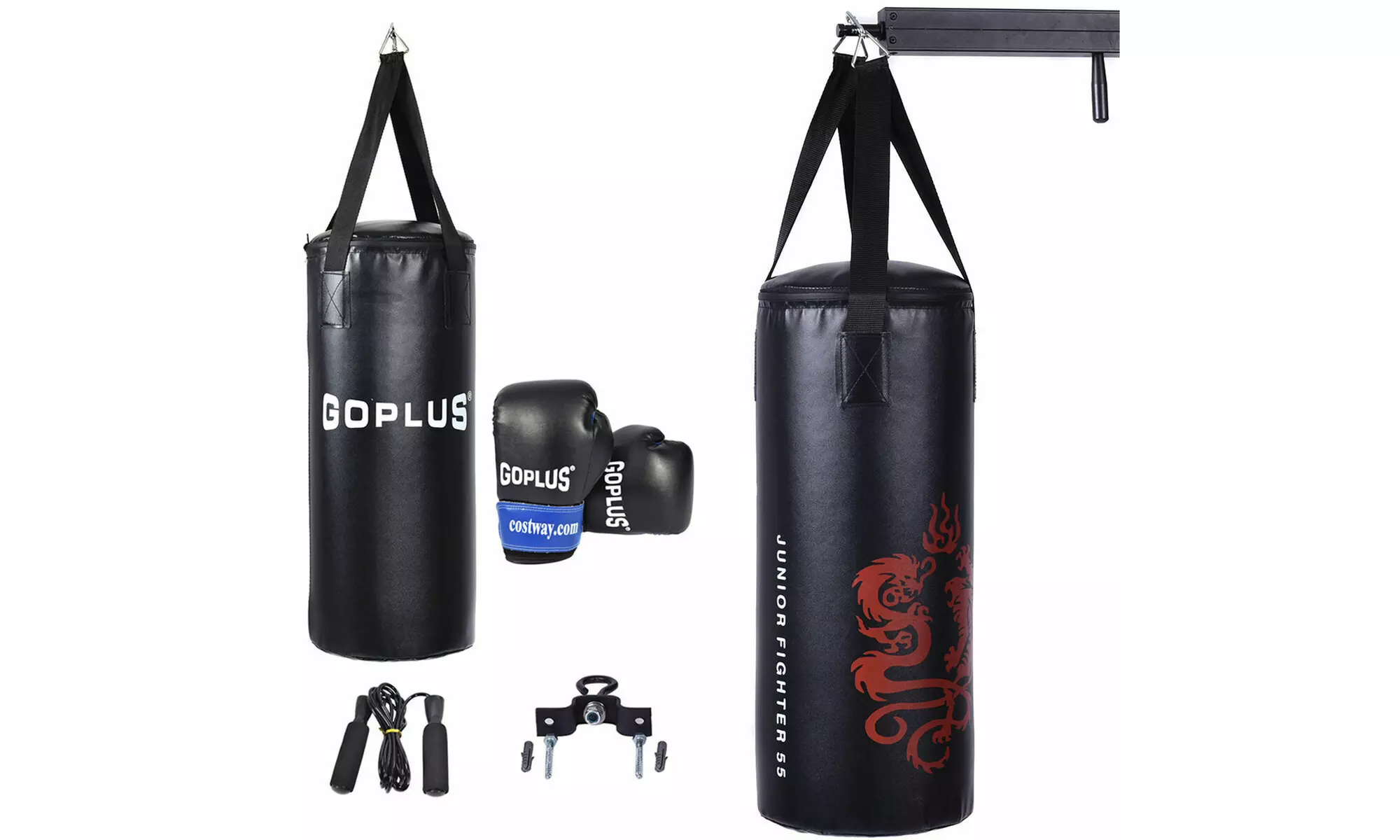 2 FT Kids Punch Bag Boxing Set Kick Ball Gloves Skipping Rope Hook Children Boys - Primary Image