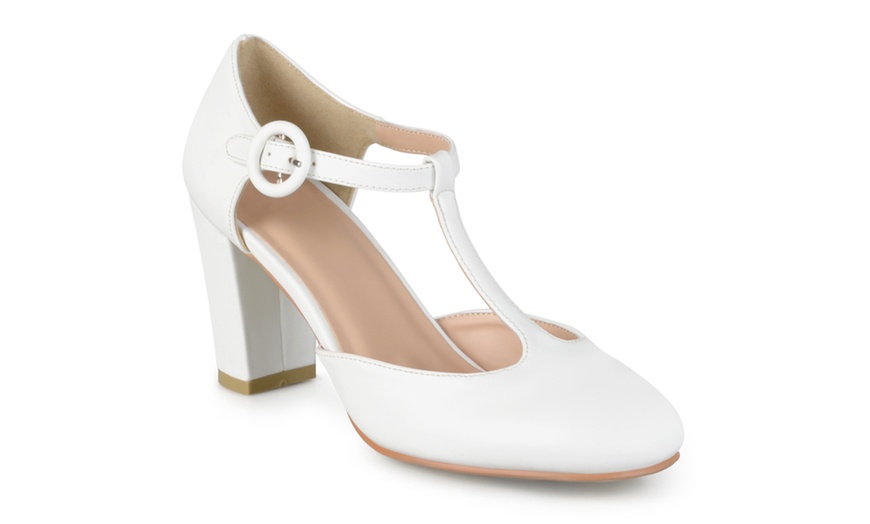 Image 193: Journee Collection Womens Round Toe T-strap Pumps