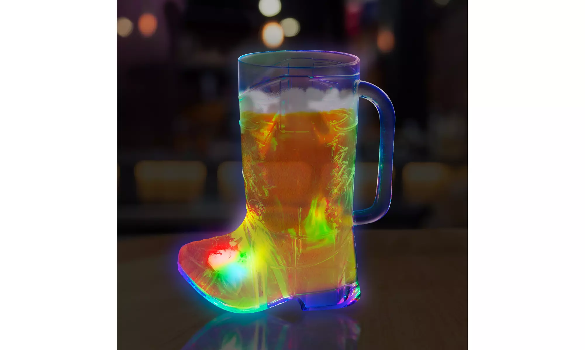 LED Light Up 16 oz Plastic Cowboy Boot Drinking Glass Cup Drinkware - Primary Image