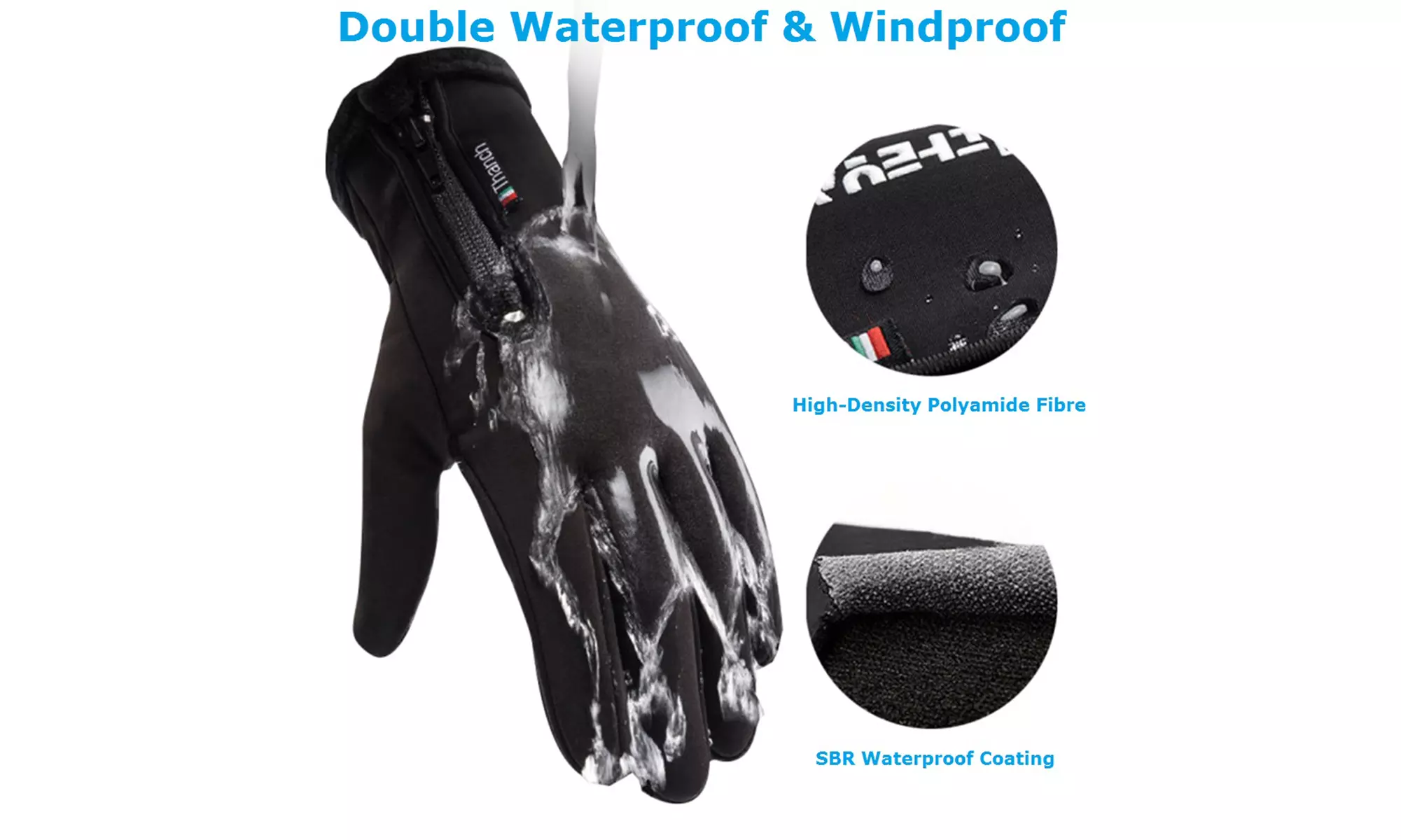 2 Pack Mens Winter Warm Gloves Waterproof Touch Screen Gloves for Outdoor