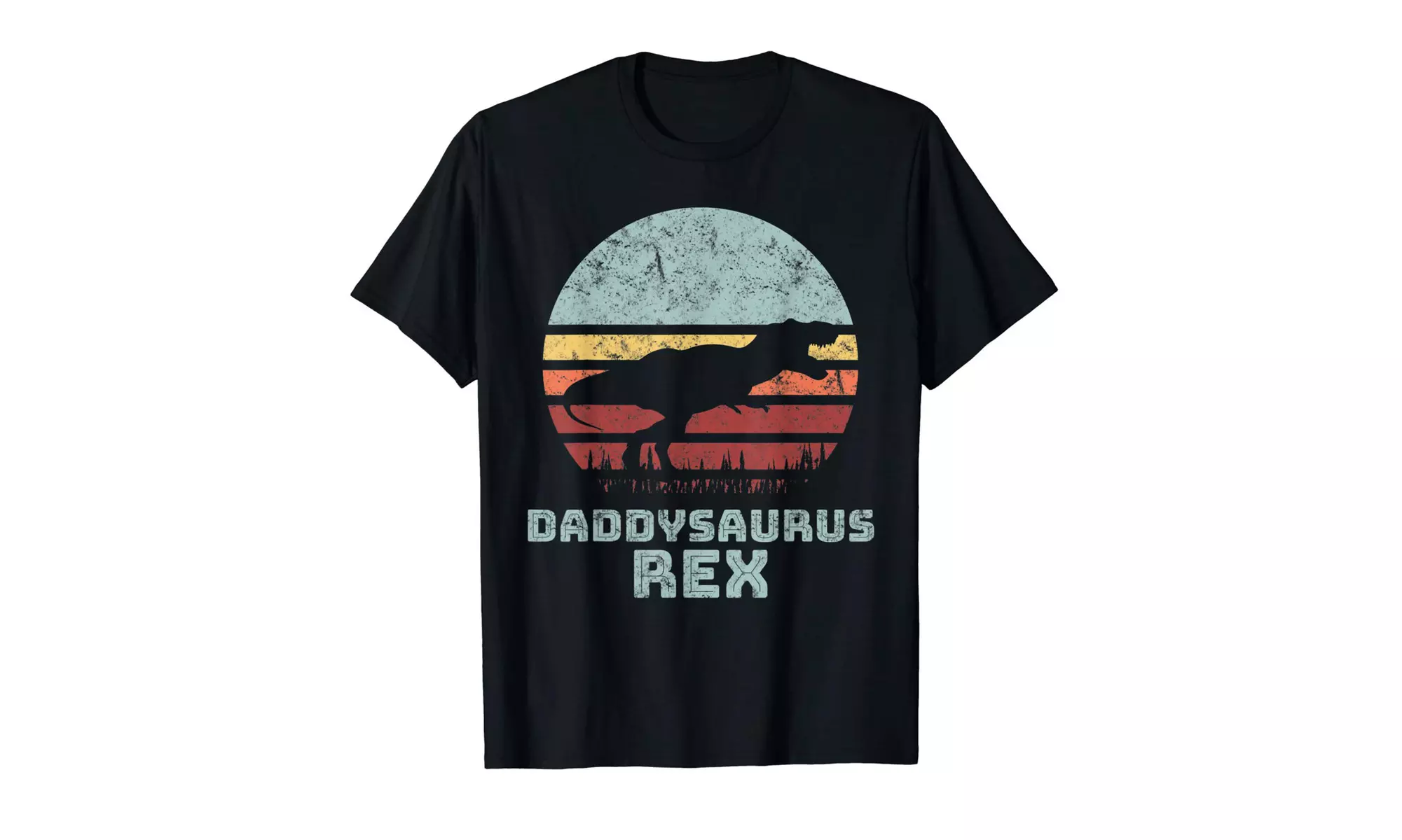Mens Daddysaurus Rex TRex Sunset Dinosaur Father's Day T Shirt - Image 3