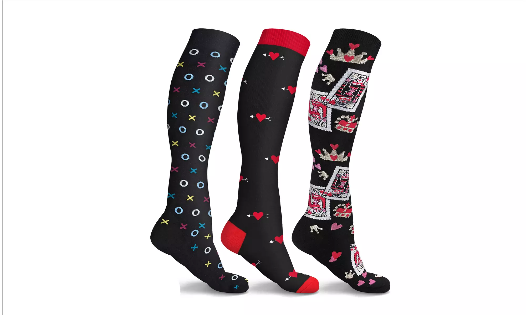Hugs and Kisses Knee High Compression Socks (3-Pairs)