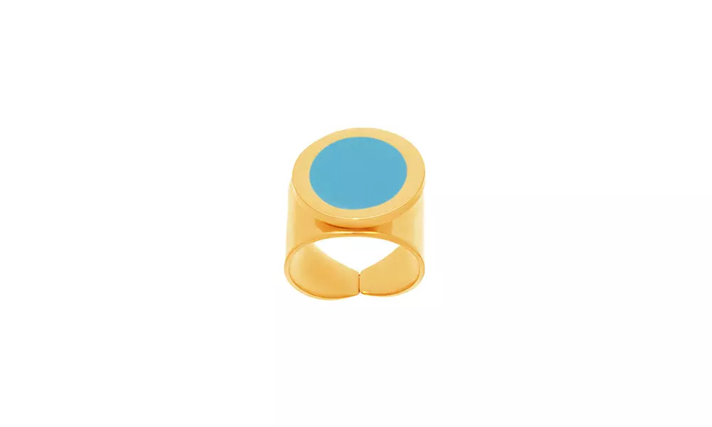 Stainless Steel Flat Stone Thick Band Ring - Second Medium
