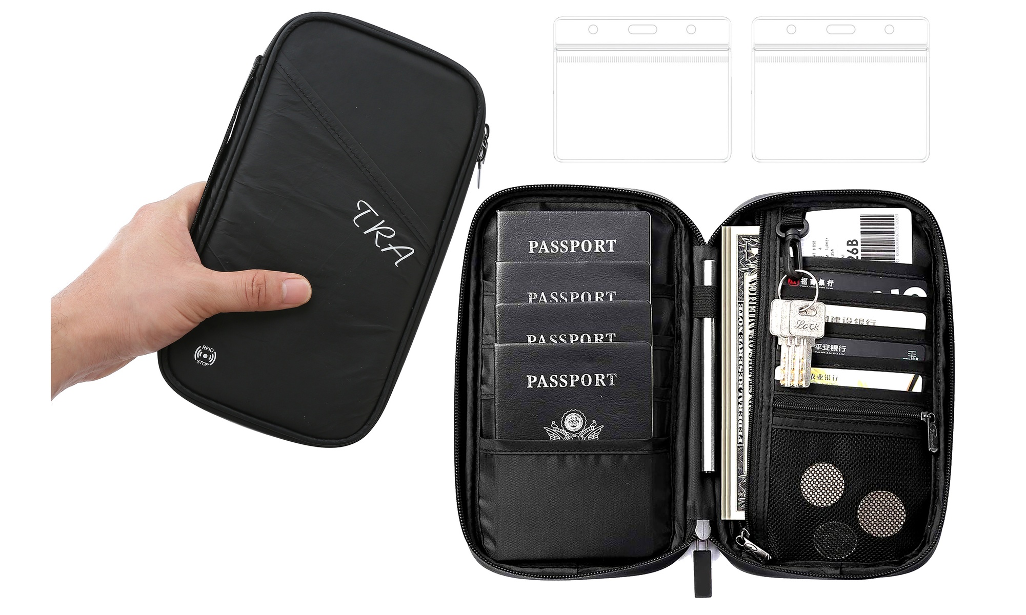 Family Passport Holder Wallet with RFID Blocking with BONUS