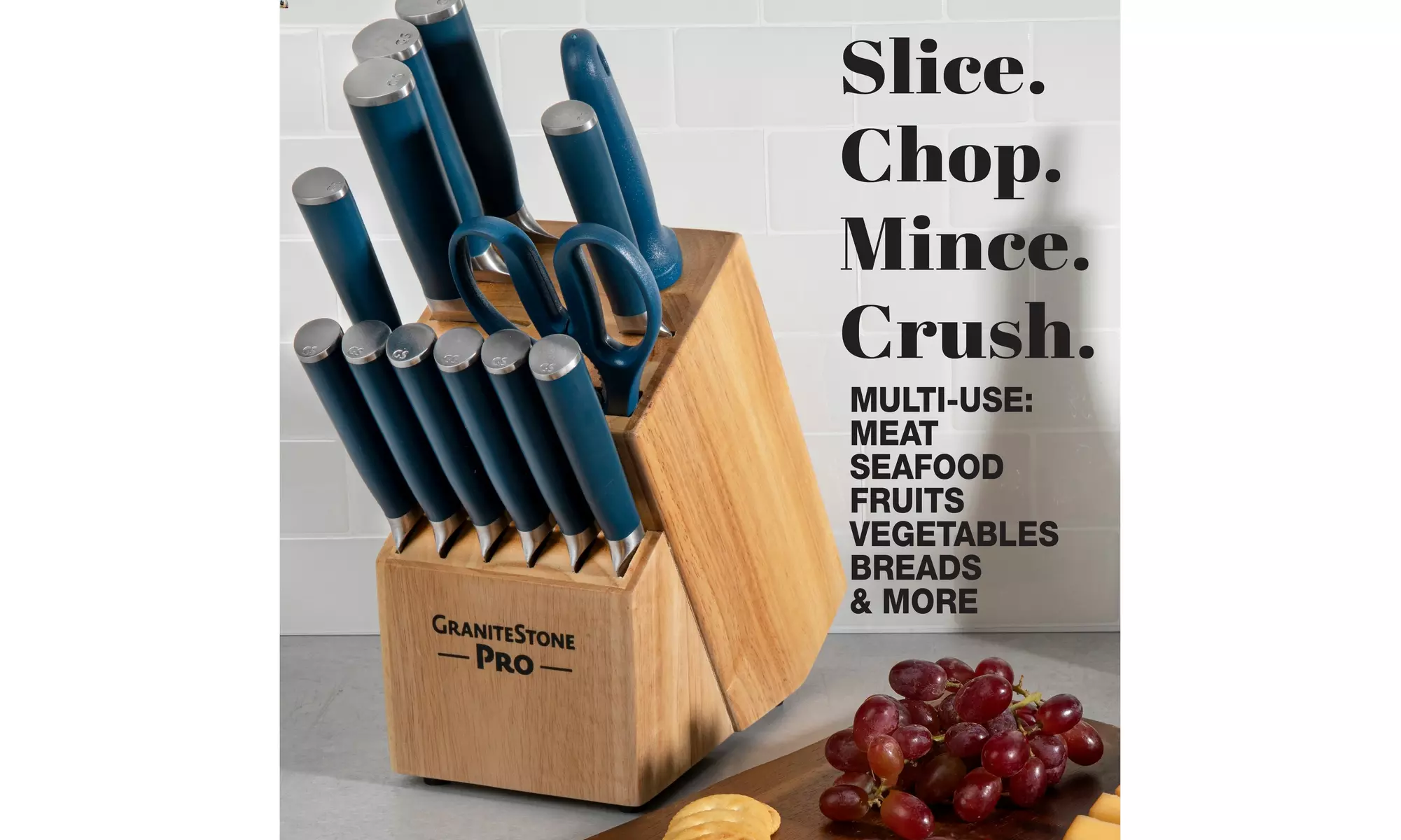 GraniteStone Nutriblade Pro 14-Piece Stainless Steel Premium Knife Block Set