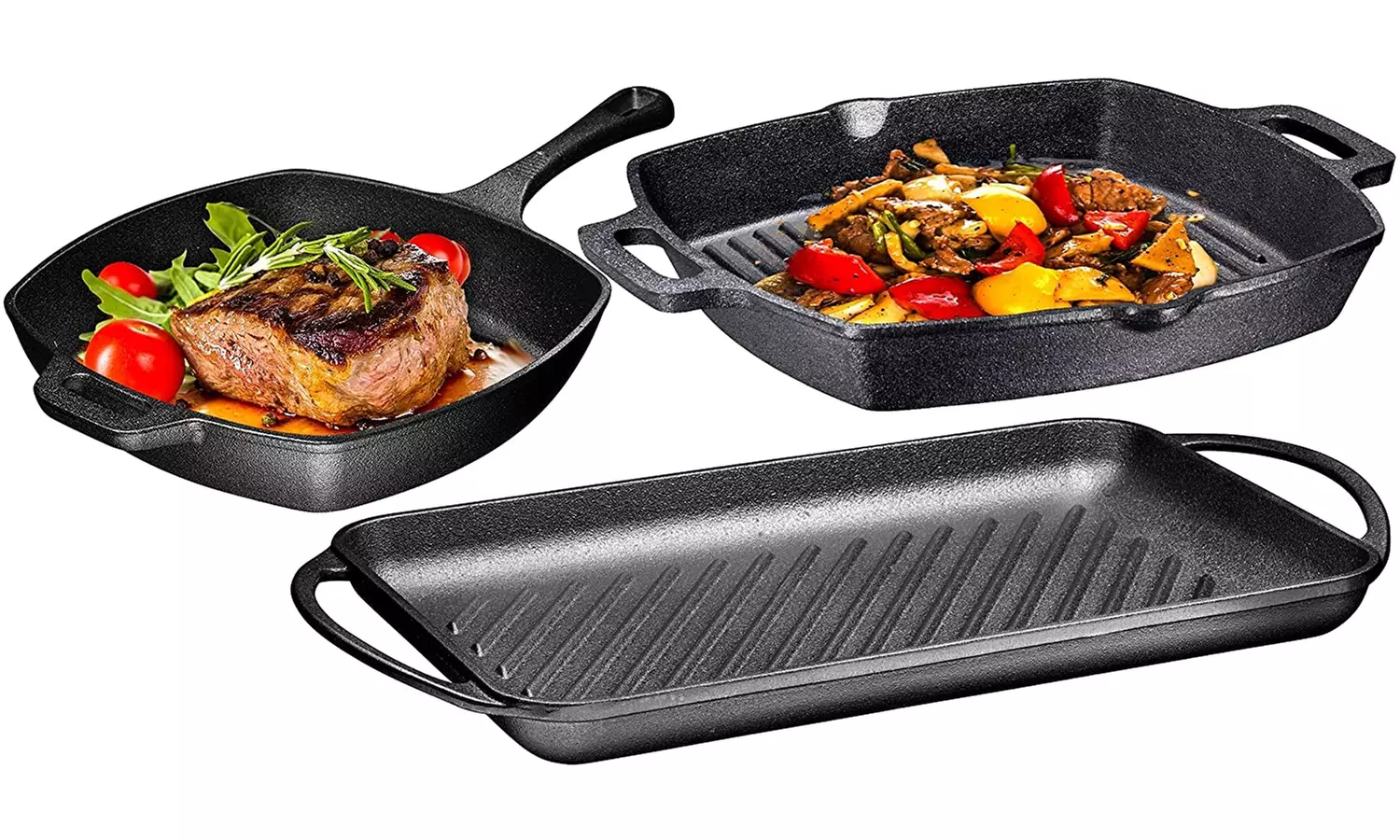 Pre Seasoned Cast Iron 7 Piece Bundle Gift Set, Multi Cooker - Second Medium