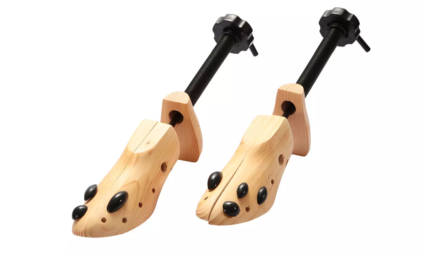 iMounTEK 2-Way Pine Wood Shoe Stretchers w/ Adjustable Length & Width (2-Pack) 