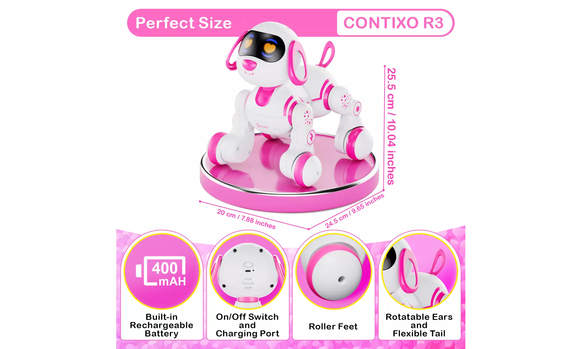 Contixo R3 Robot Dog, Walking Pet Robot Toy, App Controlled Robots for Kids