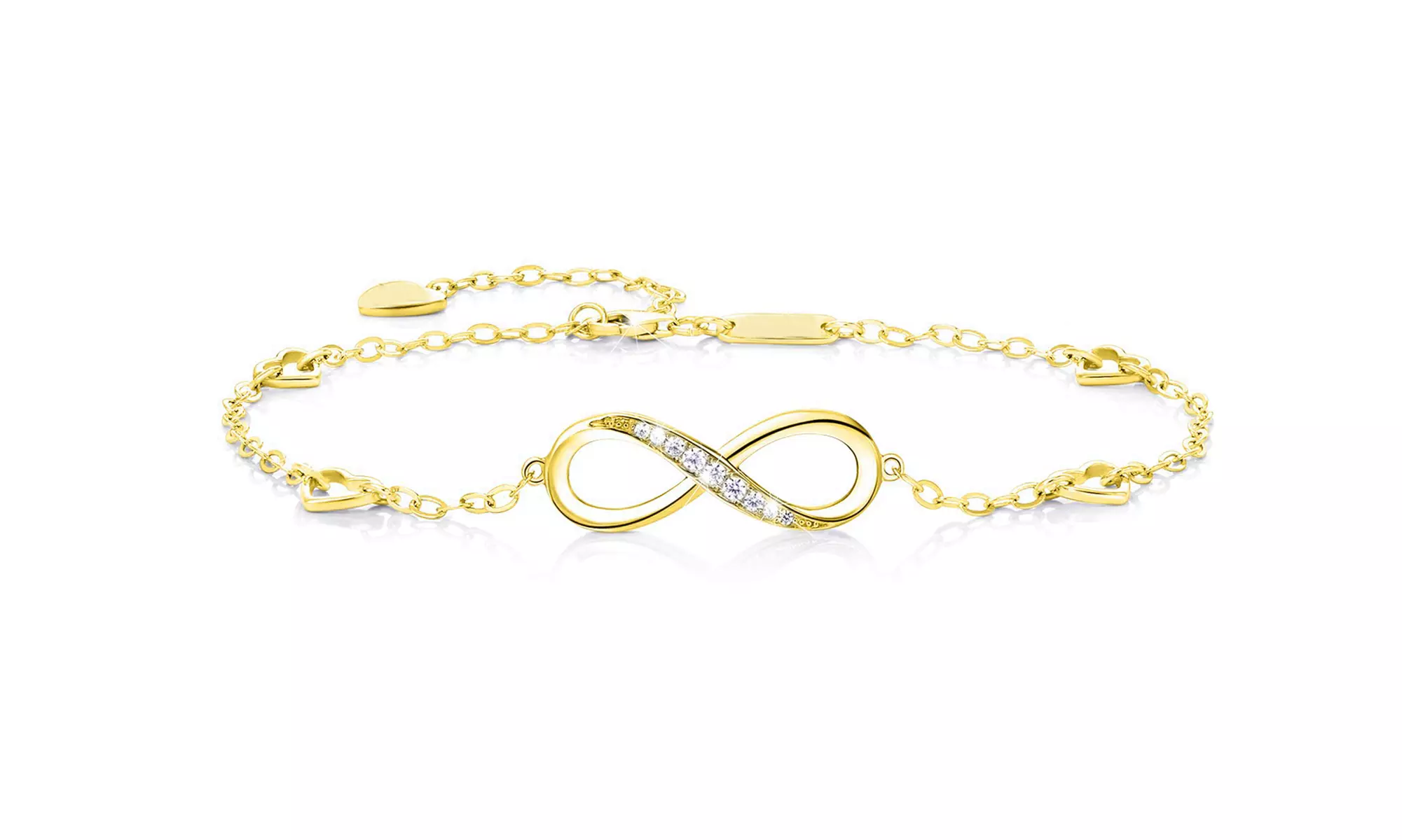 Rhodium Plated Brass CZ Infinity Symbol Anklet Fashion Jewelry for Women Girls