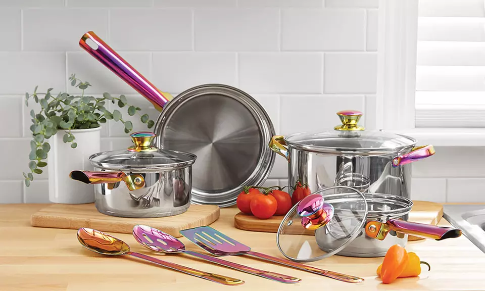 Stainless Steel Iridescent Cookware Set - 10 Piece - Primary Image