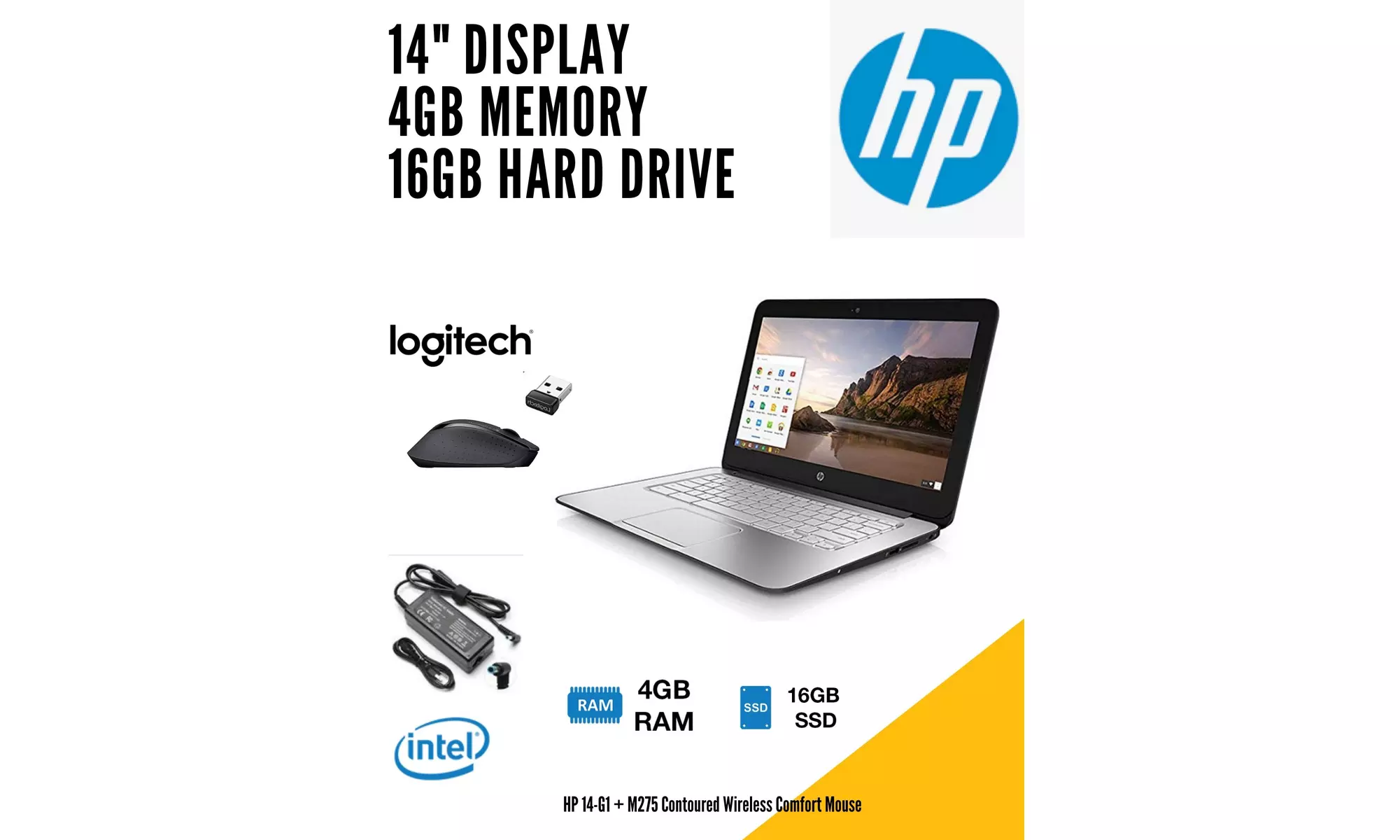 HP Chromebook 14 G1 - 14" - Celeron 2955U - 4 GB RAM 16 GB SSD (Scratch & Dent) - Primary Image