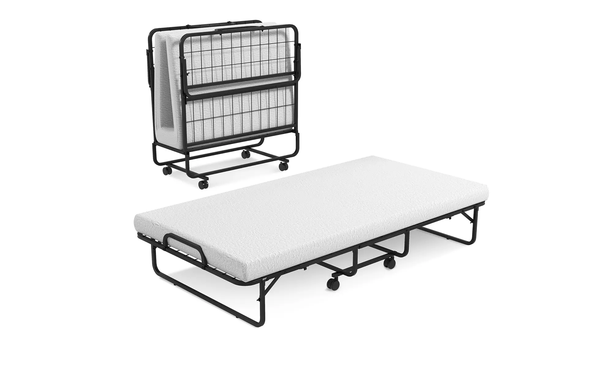 Costway Heavy Duty Foldable Bed Metal Guest Bed Daybed 4" Mattress Memory Foam - Primary Image