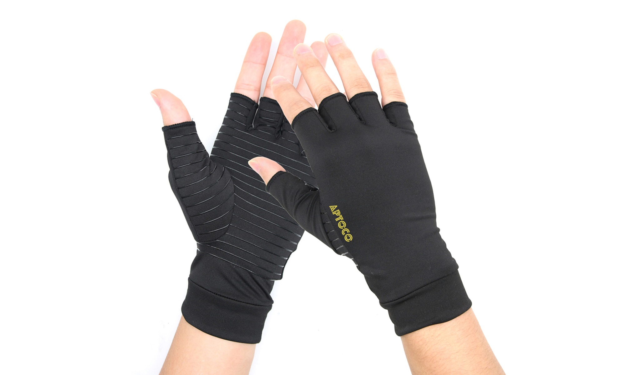 Copper Compression Arthritis Gloves Orthopedic Brace Infused Fingerless Glove