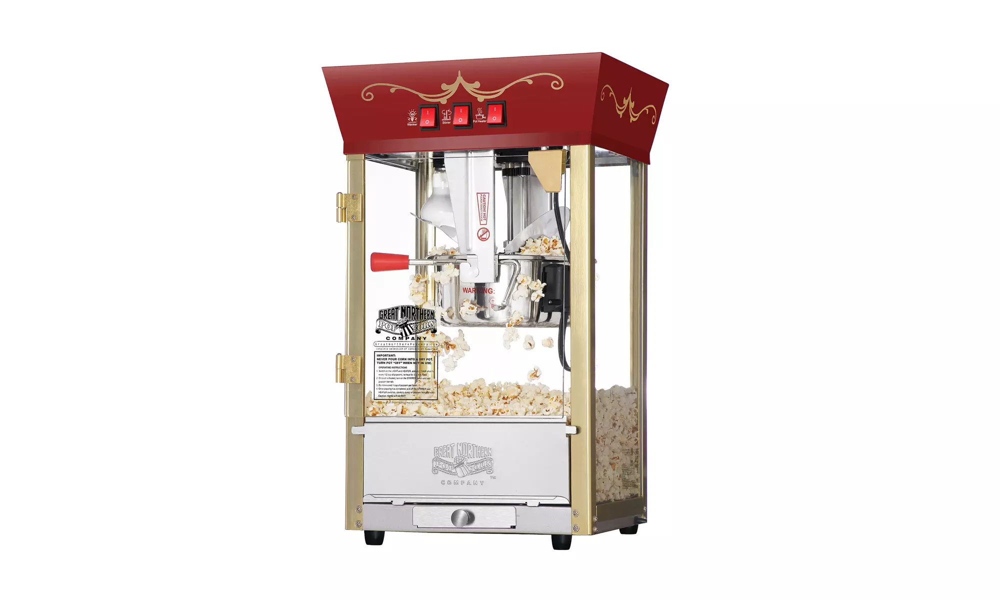 Red Antique Style Popcorn Popper Machine, 8 Oz Counter Top Table Bar Top - Primary Image
