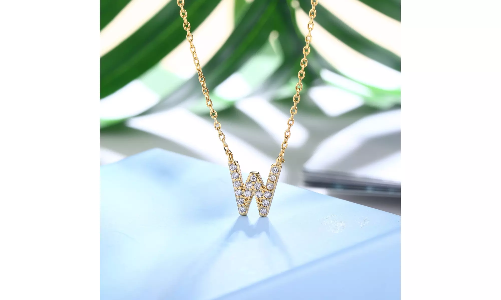 18K Gold Plated cz Initial Necklace