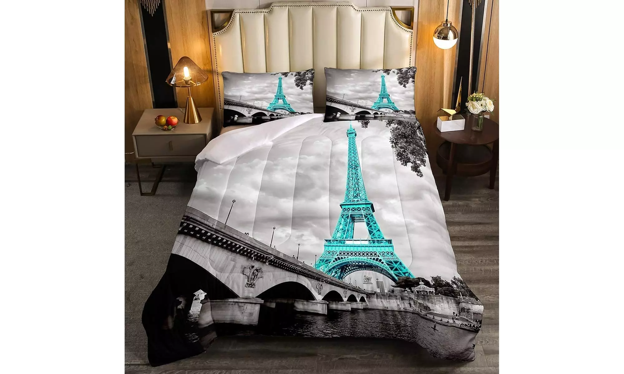Paris Comforter Set Eiffel Tower Seine Bedding - Primary Image