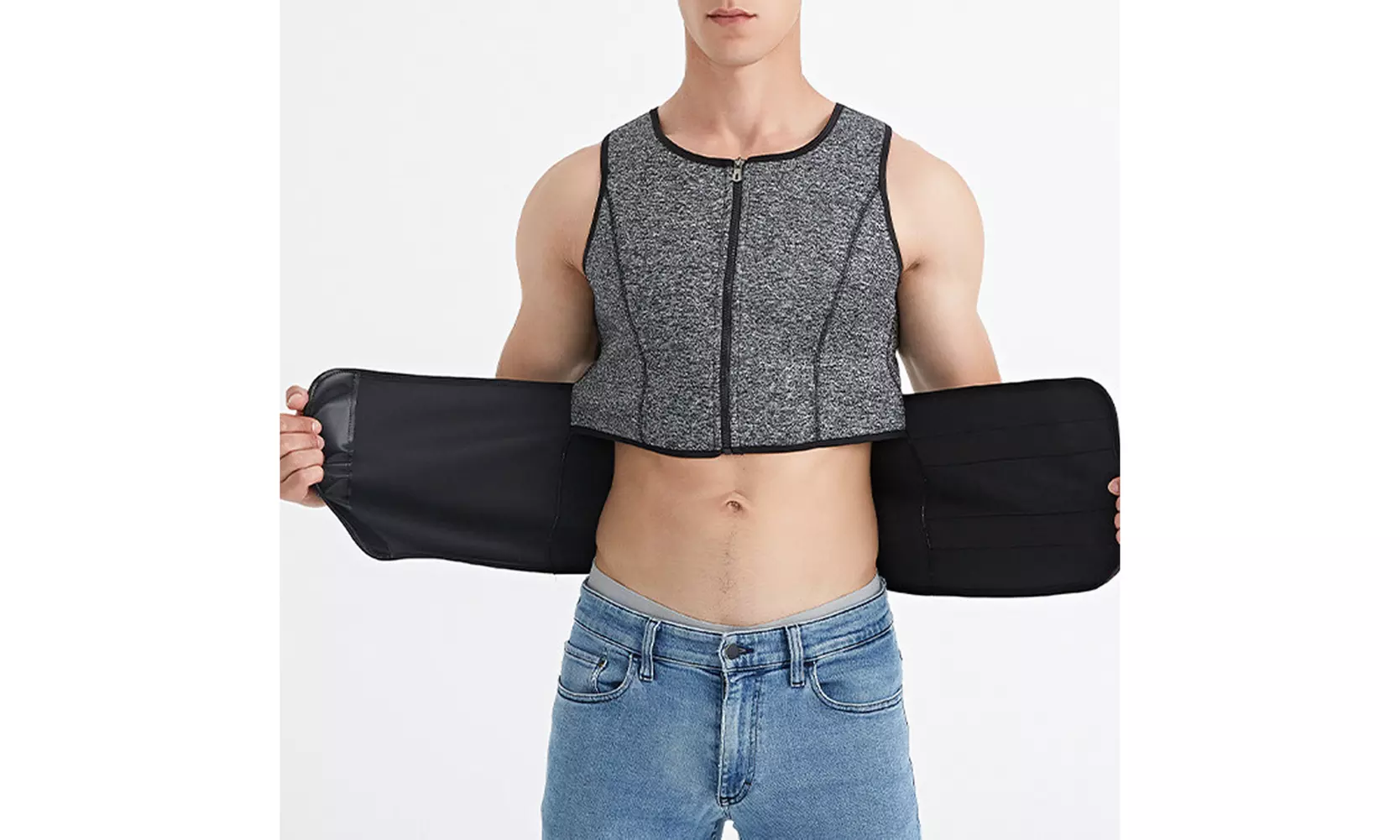 US Men's Sauna Thermo Sweat Waist Trainer Top Vest Suit Body Shaper Belt Corset
