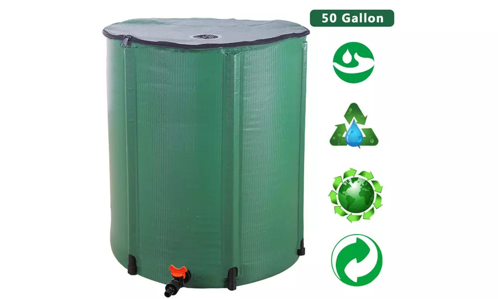 50 Gallon Folding Rain Barrel Water Collector Green