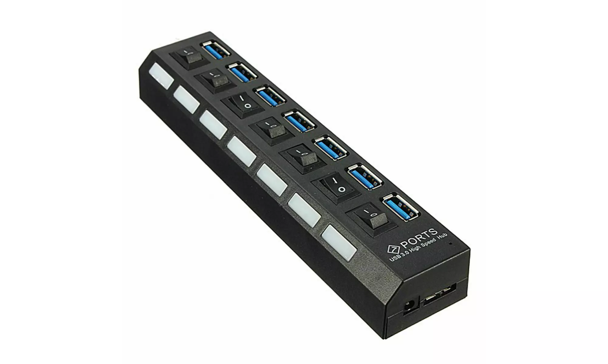 7 Port USB 3.0 Multi Charger Hub  High-Speed Adapter ON/OFF Switch Laptop PC - Second Medium