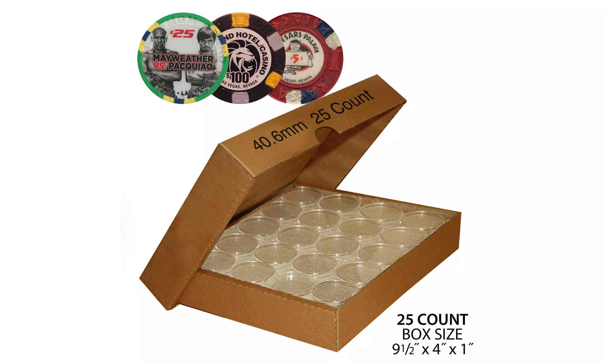Coin Capsule Holders Direct-Fit Airtight - Quantity 25 with Box - All Sizes