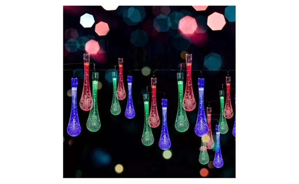 Solar LED Water Drop String Lights - Primary Image