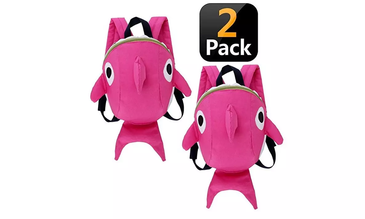 2-Pack Baby Kids Shark Backpack With Anti Loss Harness Leash Infant Pink - Primary Image