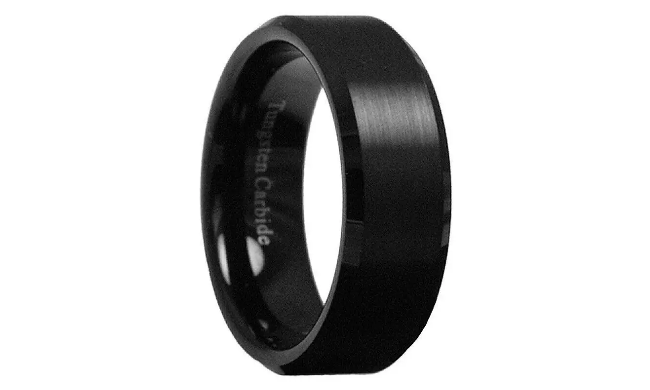 Tungsten plated Black High Polished Brushed Band for Men and Women