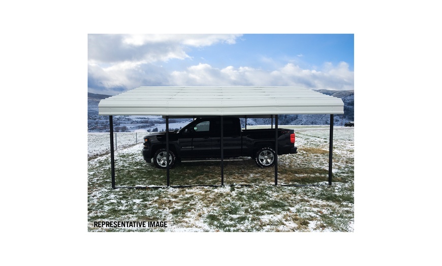 Image 10: Arrow Galvanized Steel Carport (Multiple Sizes Available)