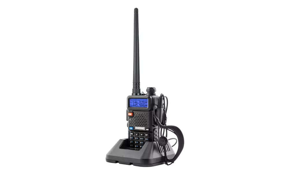 Dual Band Walkie Talkie with 1-LED Flashlight (Black) - Primary Image