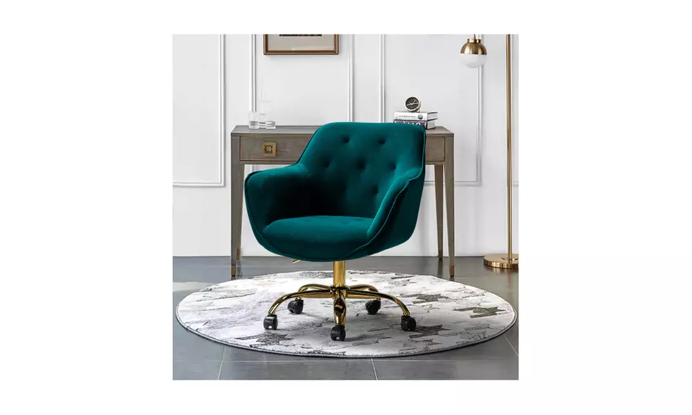 Task Chair With Tufted Back and Golden Base - Primary Image