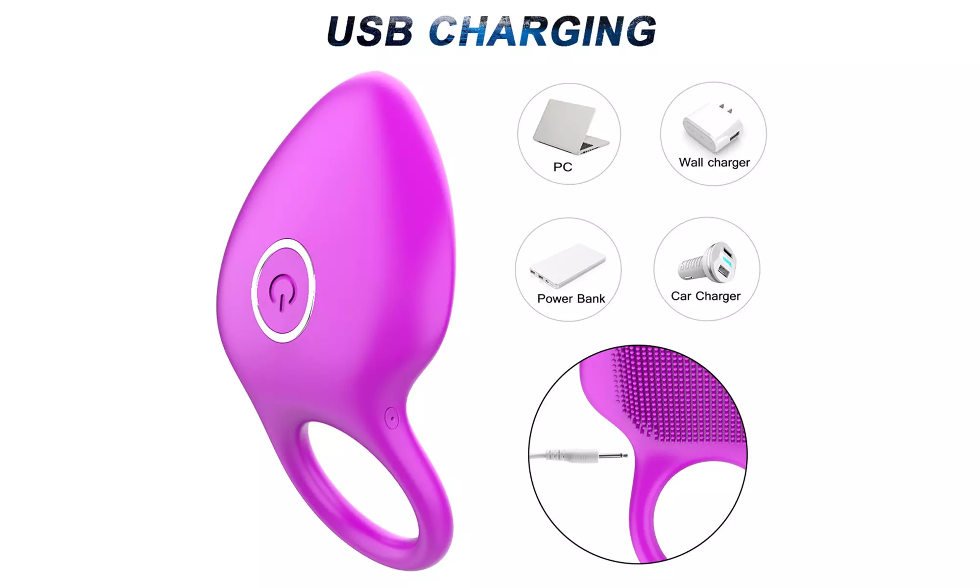 10 Speeds Vibrating C-Ring Double Pleasure Erection Enhancer Clit Stimulation
