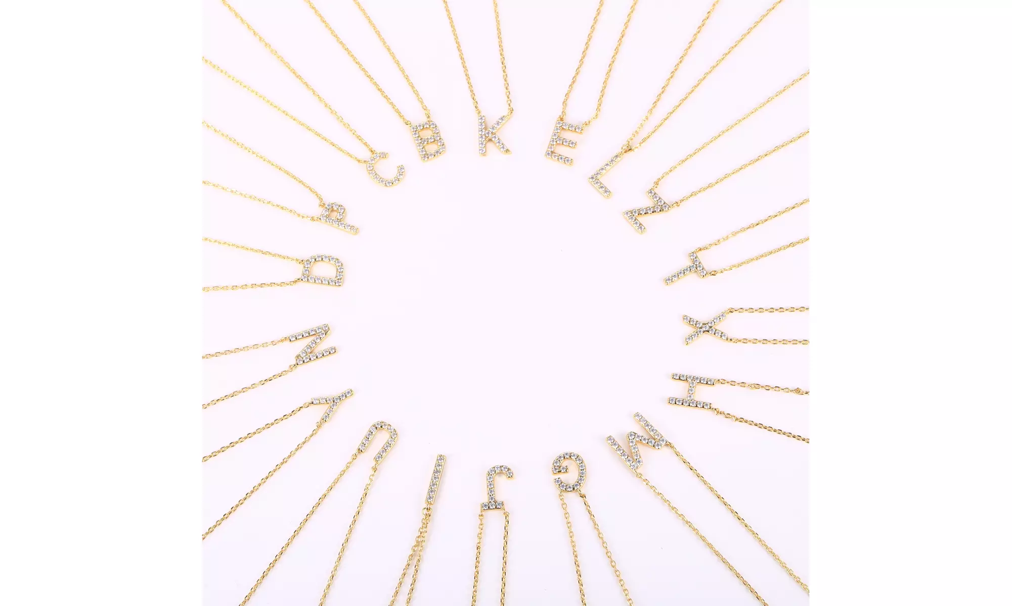 18K Gold Plated cz Initial Necklace