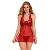 Image 8: Women Babydoll Lingerie Sheer Lace Chemise Halter Backless Sleepwear
