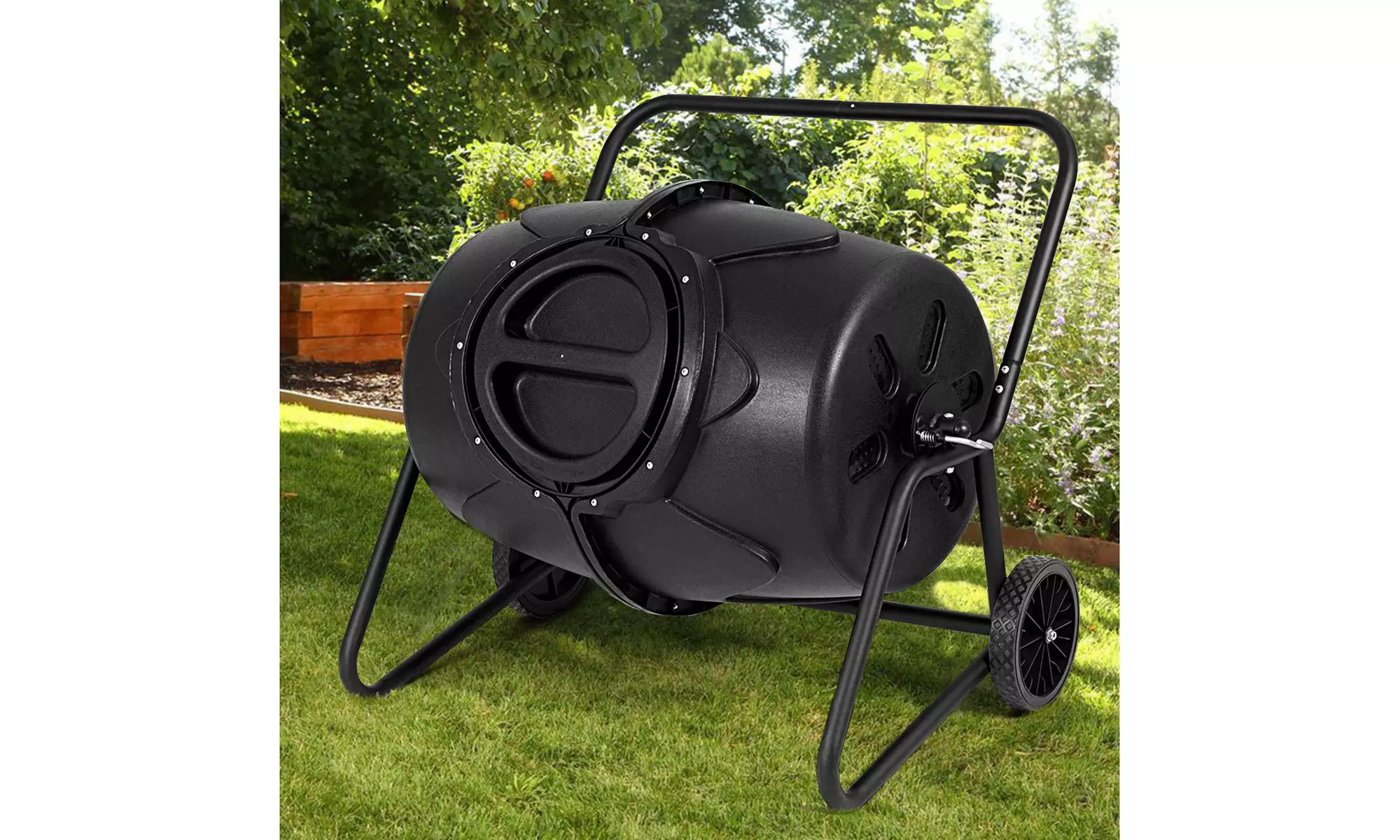 Costway 50 Gallon Wheeled Compost Tumbler Garden Waste Bin Barrel Fertilizer - Primary Image