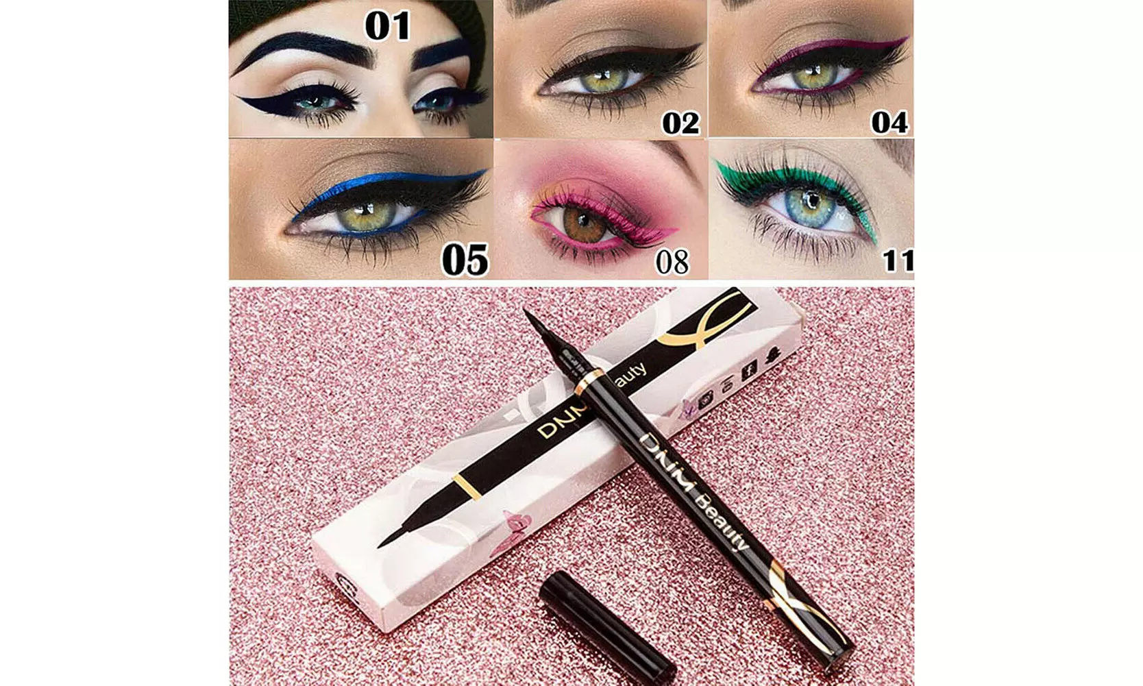 1-2 Pack Colorful Eyeliner Waterproof Long Lasting Liquid Eye Liner Pen Tool