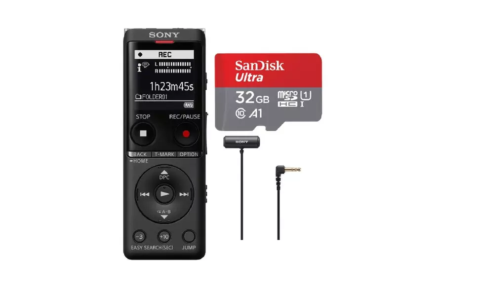 Sony ICD-UX560 Digital Voice Recorder w/ 32GB microSD Card & CMCS3 Clip Mic - Primary Image