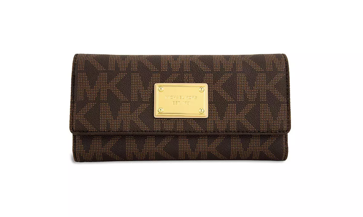 Michael Kors Jet Set Checkbook Wallet in Brown - Primary Image