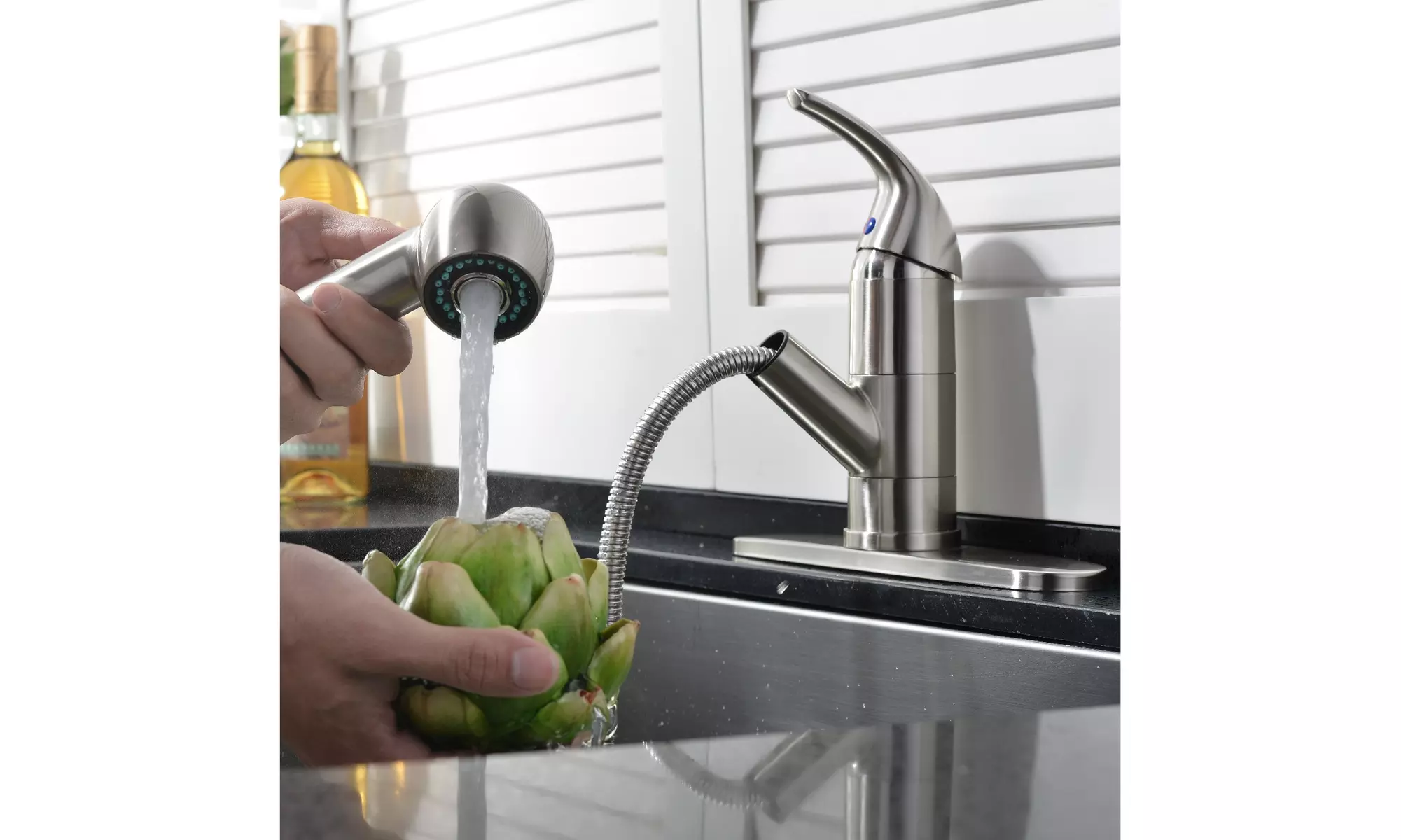 Pull-Out 360 Stainless Steel Swivel Spray Spout Kitchen Faucet w/Mixer Tap - Primary Image