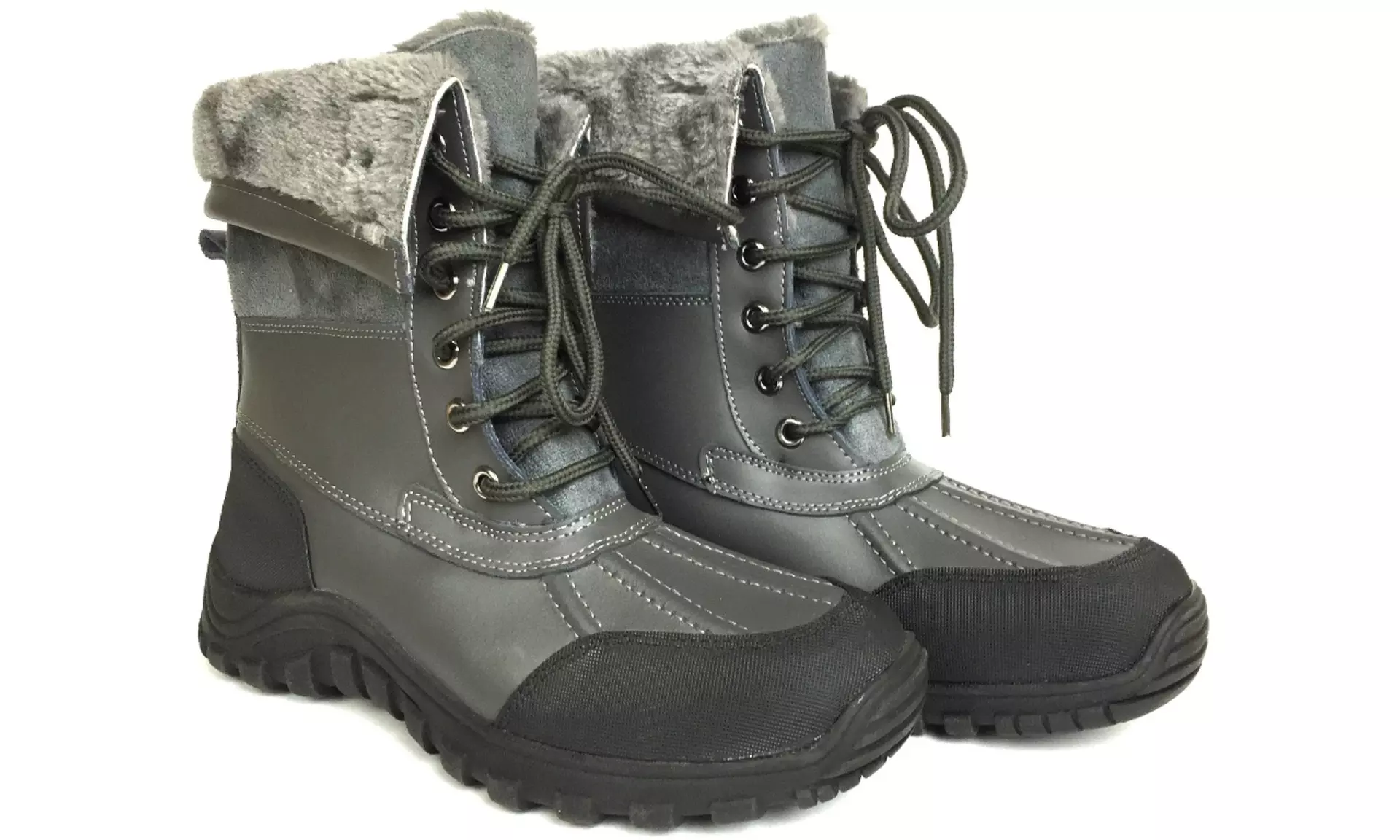 Women's Snow Boots Waterproof Fur Lined Lace UP (D,M) 2076 - Second Medium