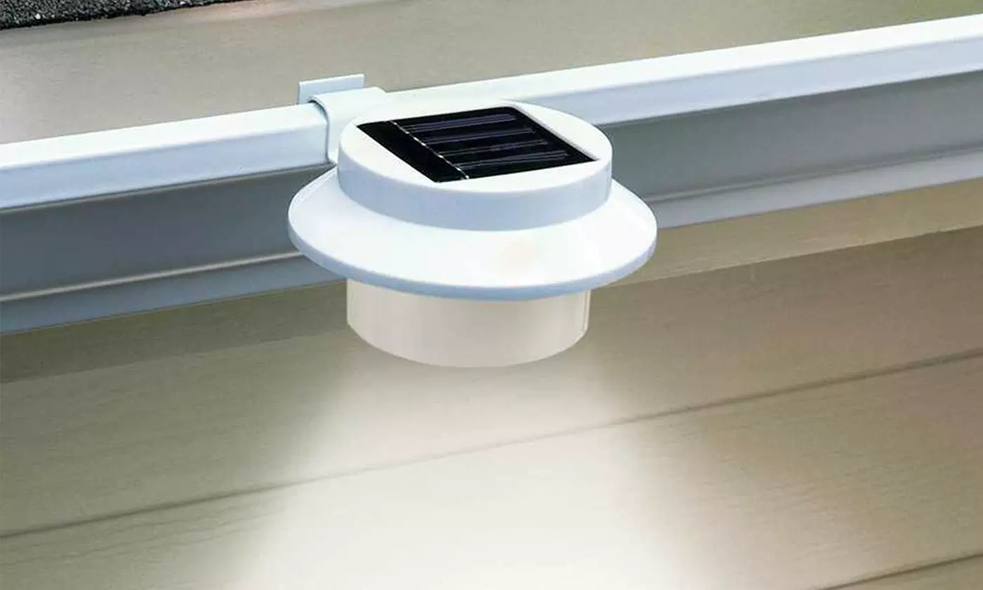 SolarEK 3-LED Solar Gutter Lights Fence Wall Sensor Security Lights (2-Pack) - Primary Image