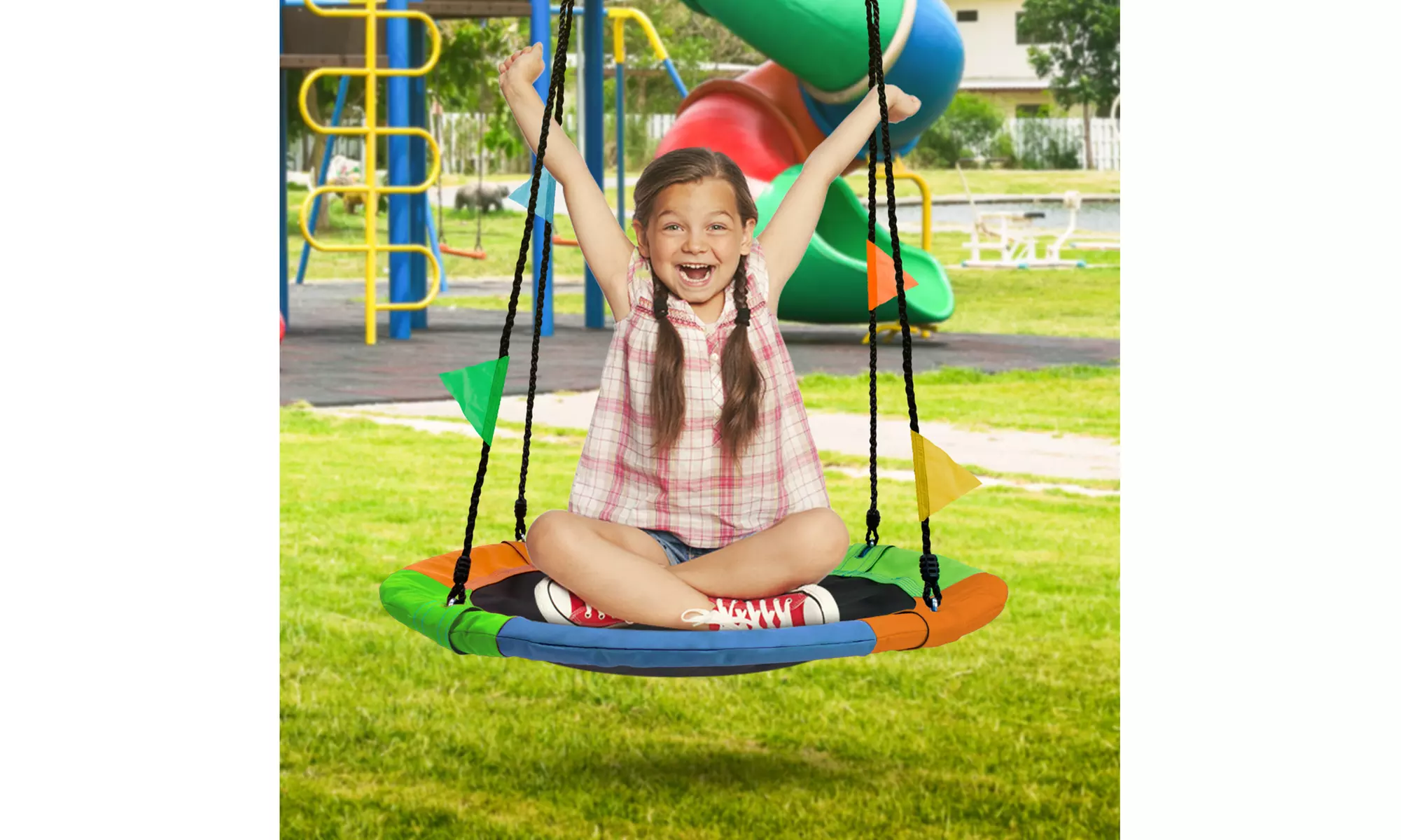 Sorbus Saucer Swing in Multi-Color Rainbow - Primary Image