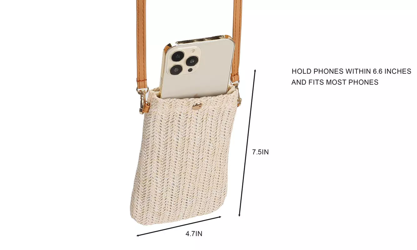 Women Woven Handbag Summer Beach Tote Straw Bag Square Rattan Shoulder Bag