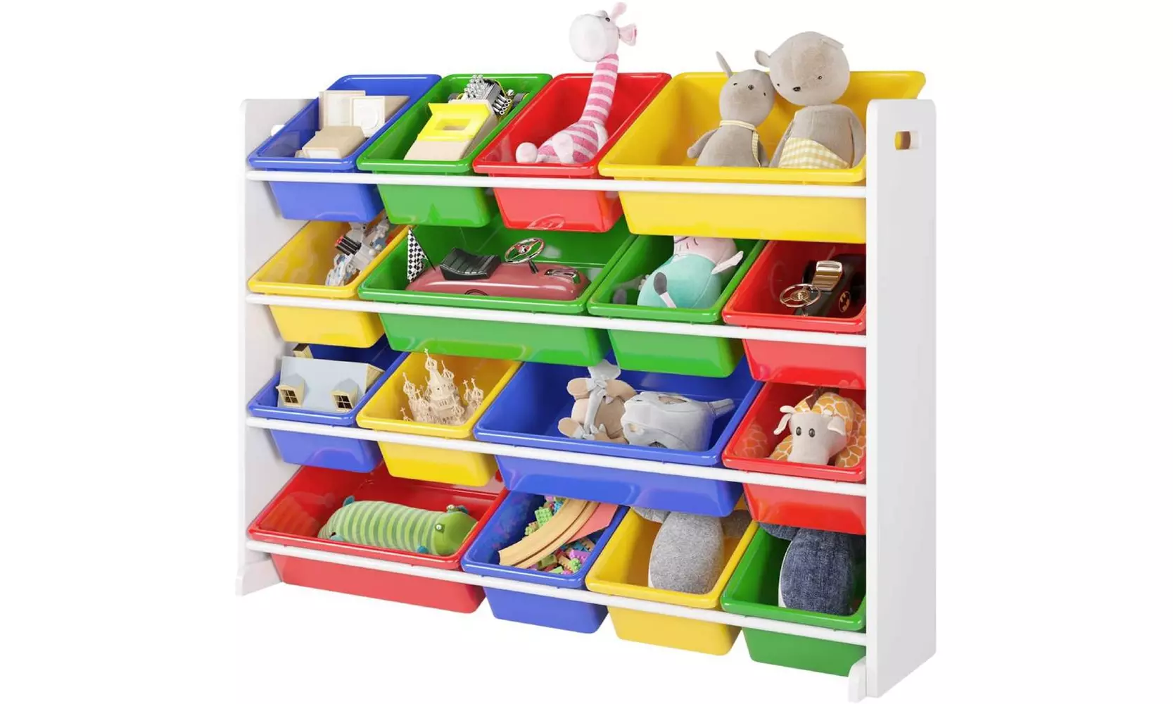 Wooden Kids' Toy Storage Organizer with 16 Plastic Bins - Second Medium