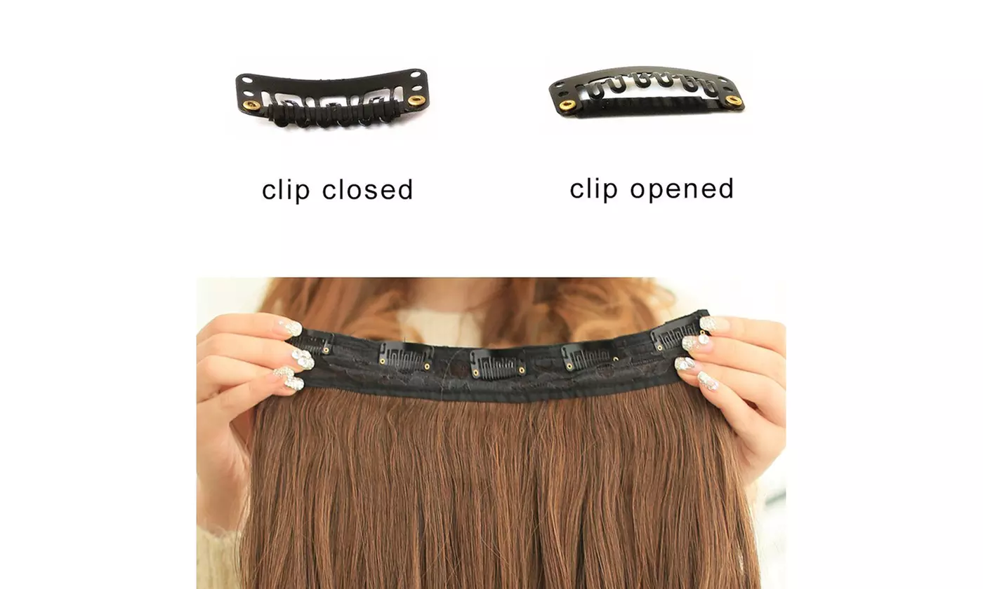 24 inch Long Curly Wavy Wigs 5 Clips In Hair Full Head Extension