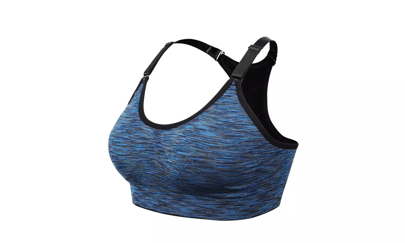 1-3 Pack Women Racerback Sports Bras Space Dye Seamless Stretchy Removable Pads