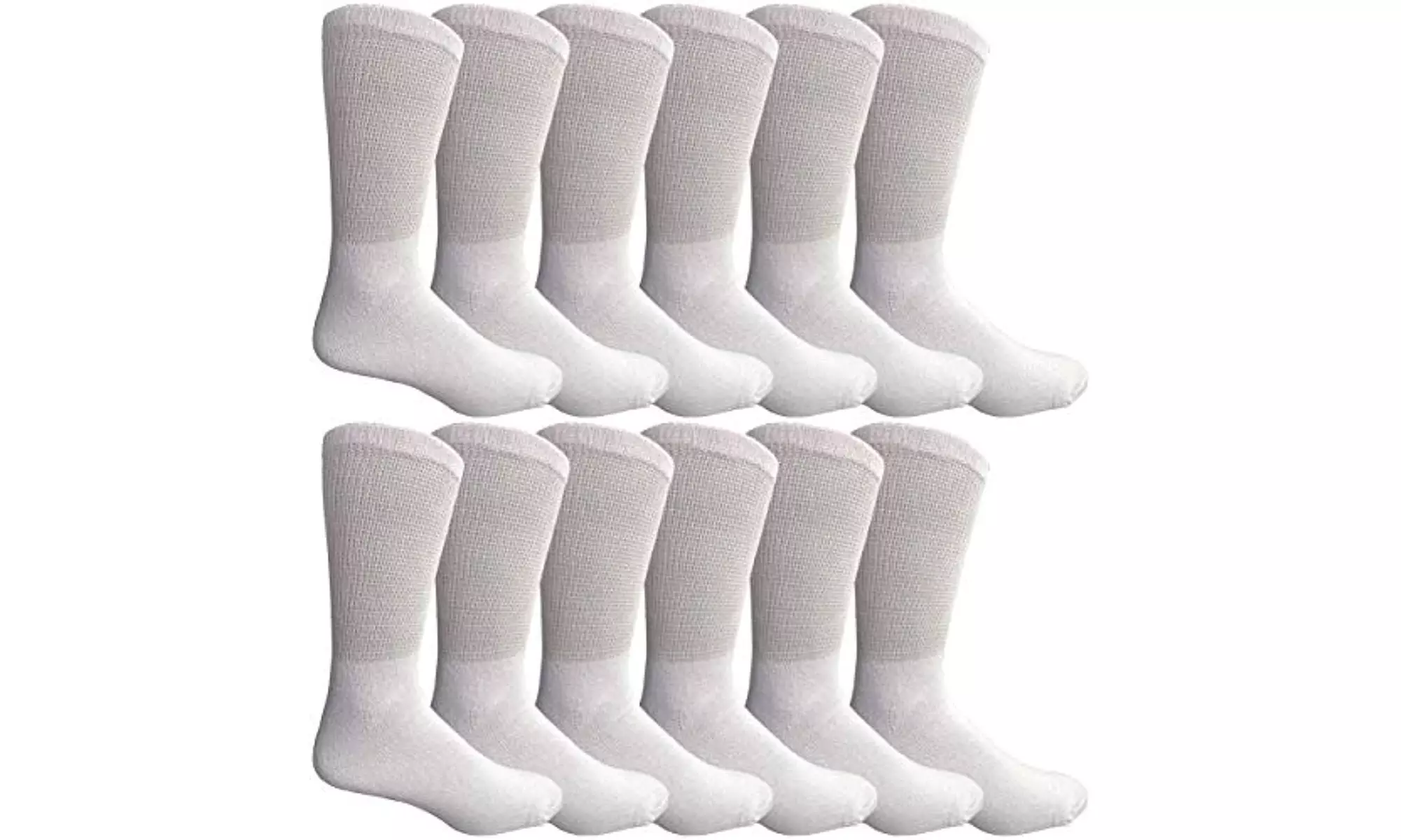 King Size Loose Fit Non-Binding Soft Cotton Diabetic Crew Ankle Socks Bulk Pack - Primary Image