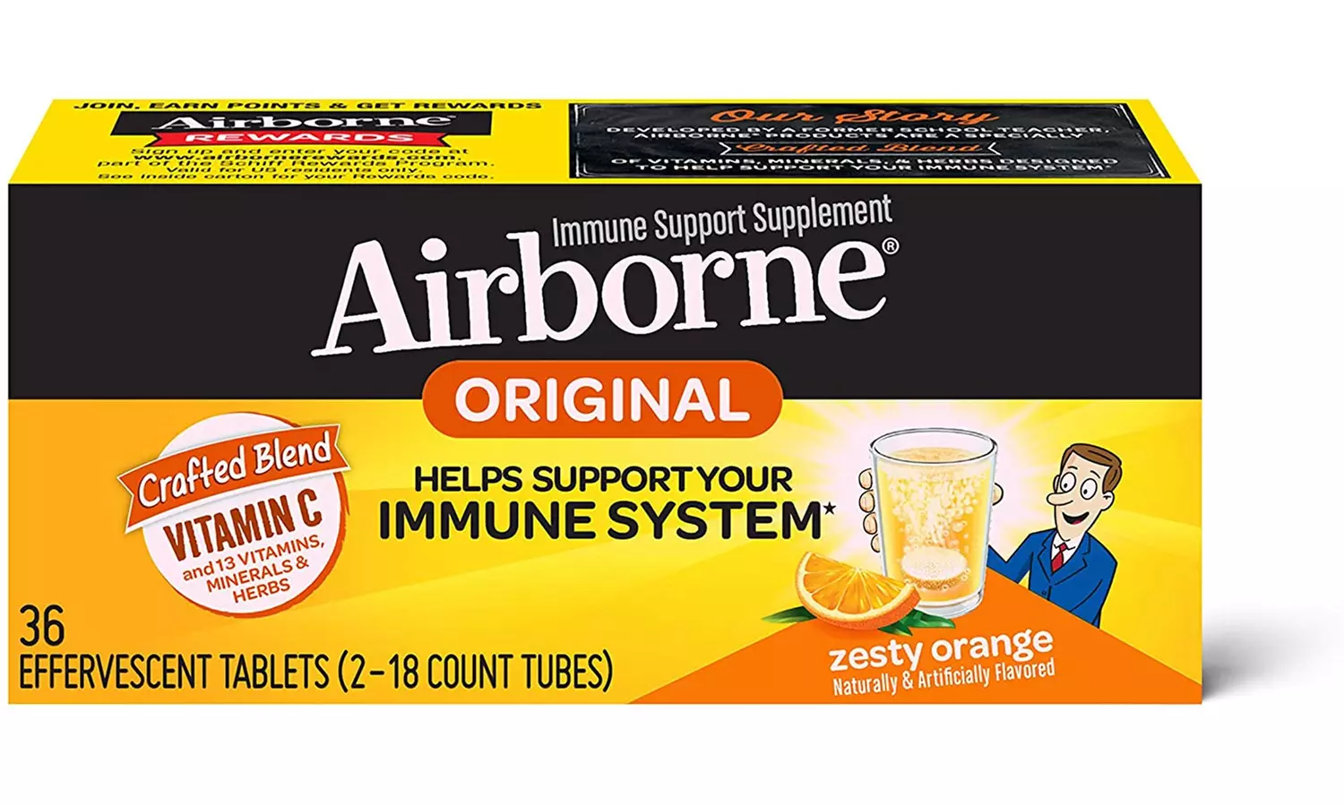 Airborne Orange Effervescent Tablets Vitamin C 1000mg Immune Support 36 Count - Primary Image