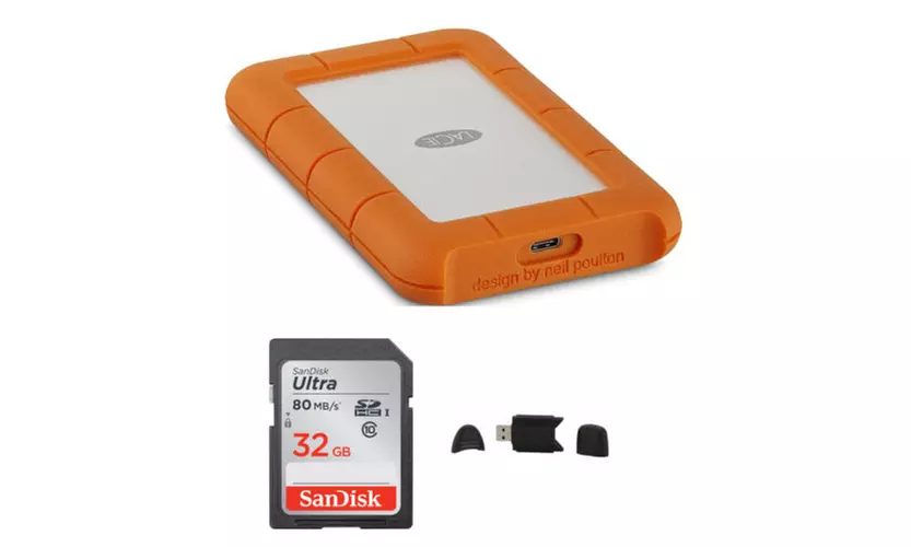 LaCie Rugged USB-C 4TB Portable External Hard Drive with 32GB Card Bundle - Primary Image